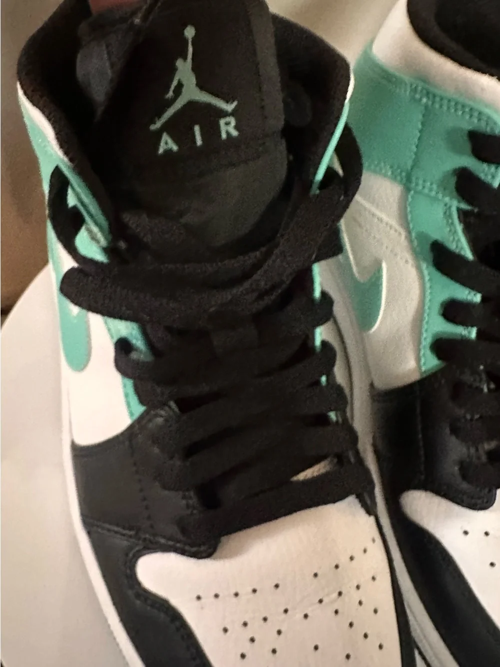 Nike Air Jordan 1 Mid White/Aurora Green/Black Sneakers - Men’s Size 8.5